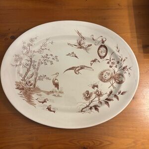 Antique Brown Transferware large platter